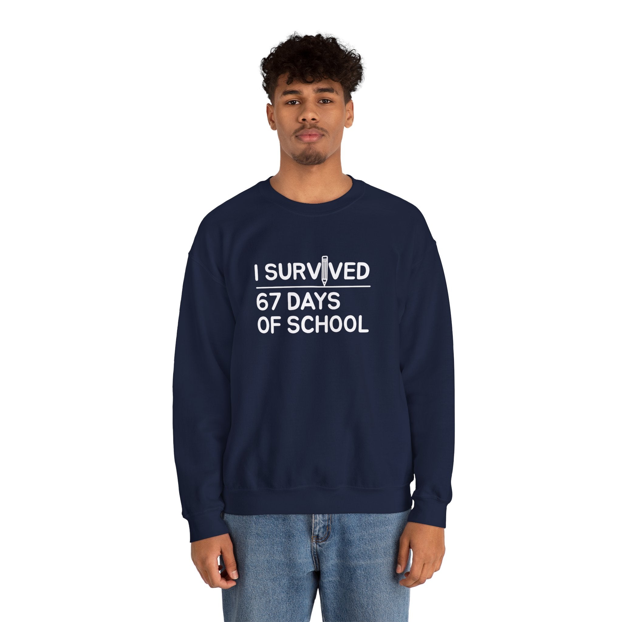 I Survived 67 Days of School” Funny Teacher & Student Sweatshirt – End of School Gift, Classroom Humor Crewneck