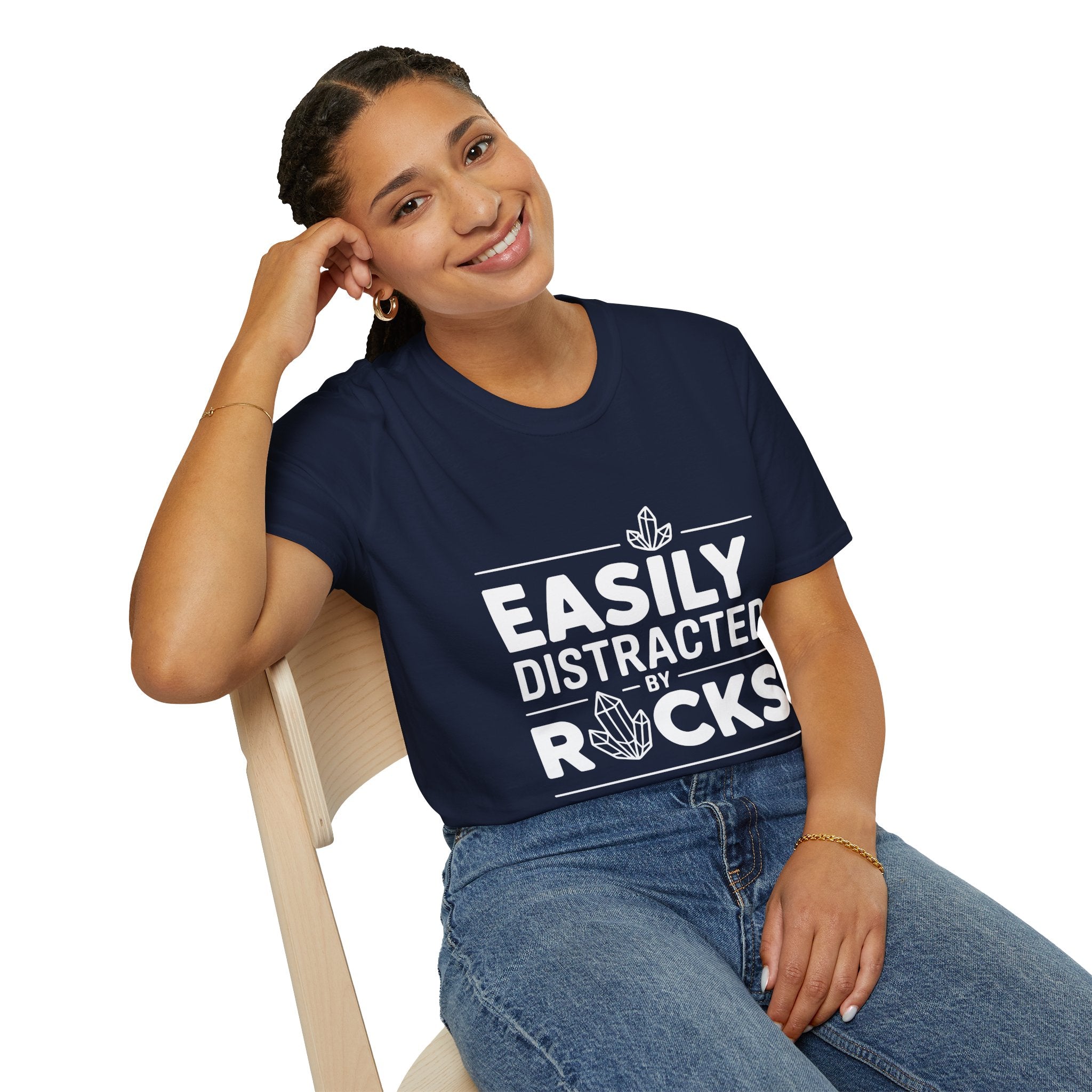 Easily Distracted by Rocks T-Shirt – Funny Geology Tee for Rockhounds and Nature Lovers