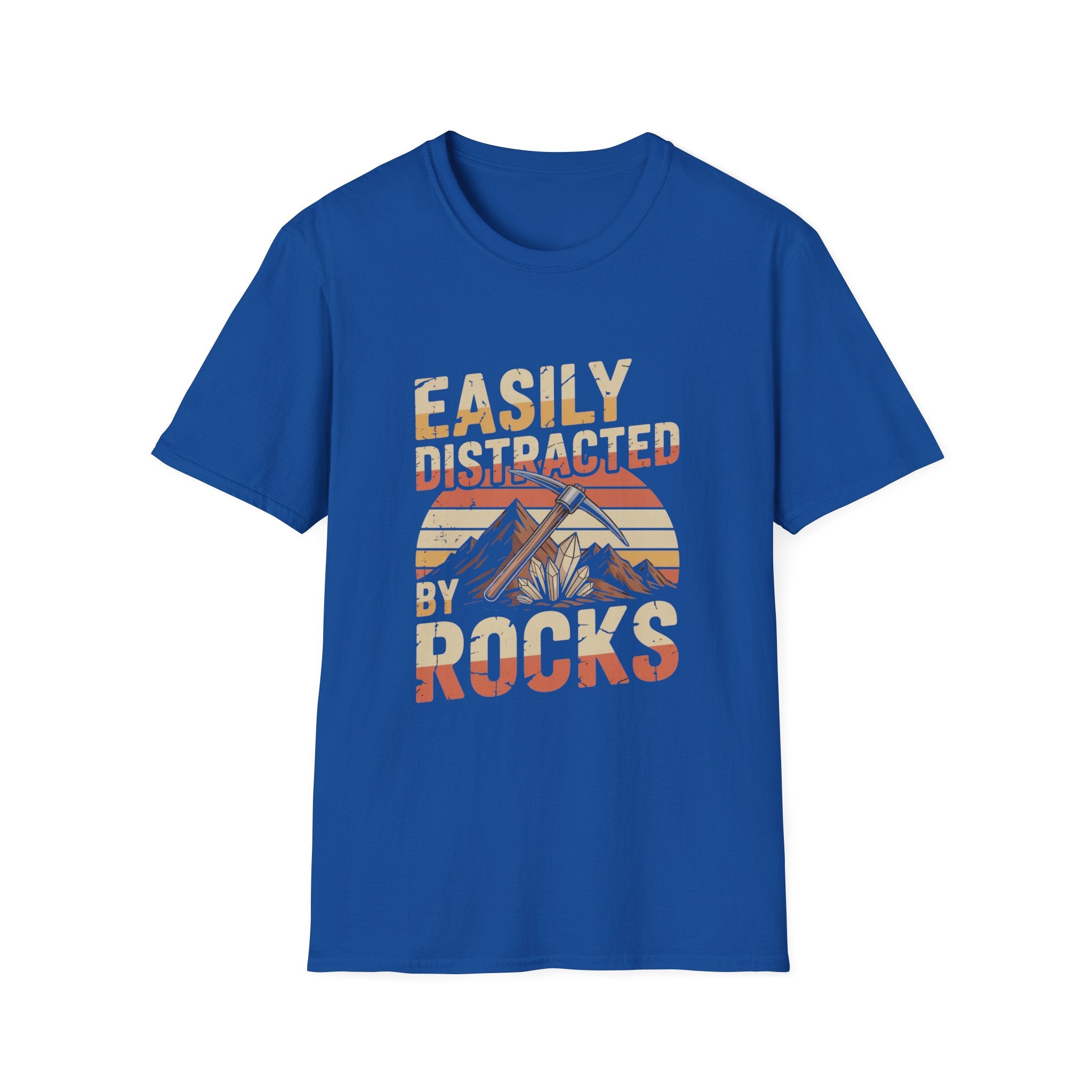 Easily Distracted By Rocks T-Shirt — Vintage Mountain Geology Tee for Rockhounds