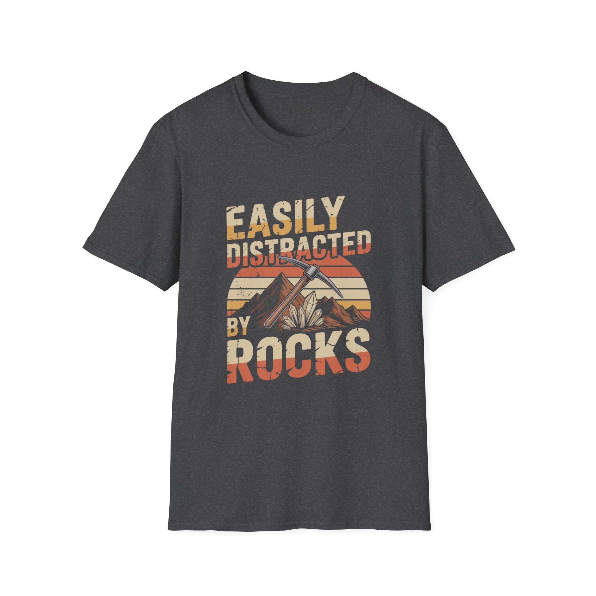 Easily Distracted By Rocks T-Shirt — Vintage Mountain Geology Tee for Rockhounds