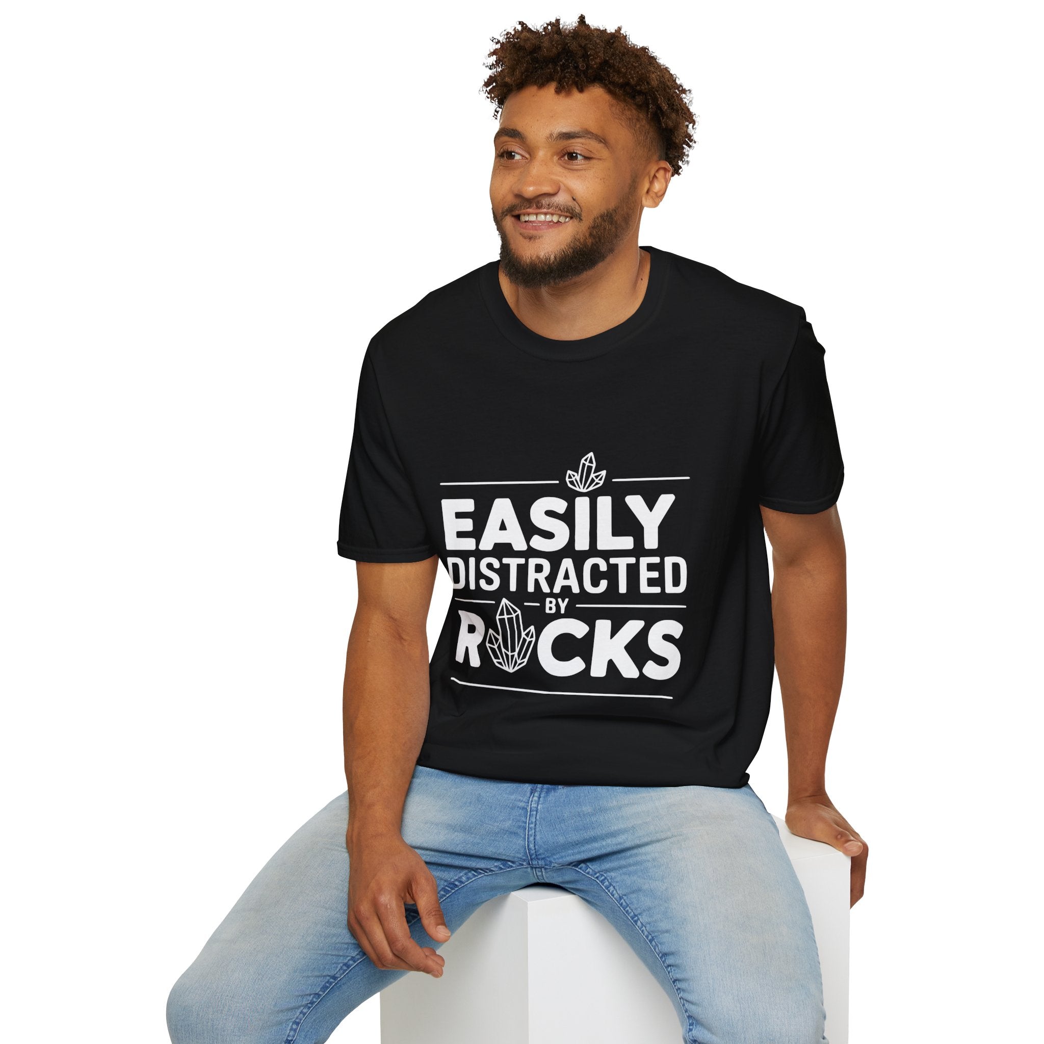 Easily Distracted by Rocks T-Shirt – Funny Geology Tee for Rockhounds and Nature Lovers